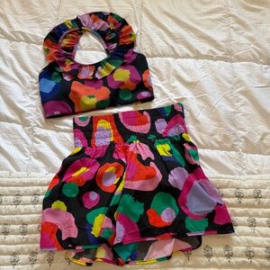 Emily McCarthy Sport Short/ sport bra set in Multicolor Pop Cheetah Print small